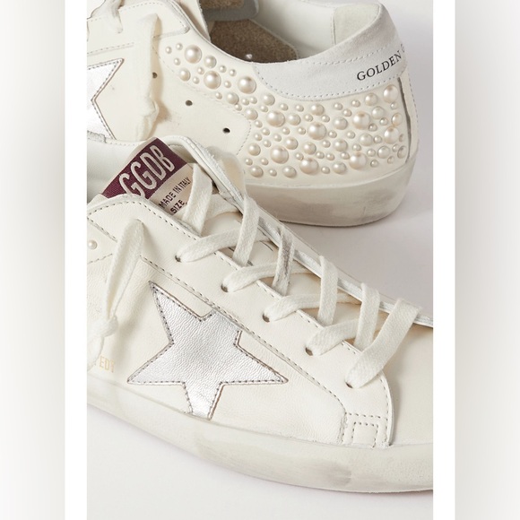 GOLDEN GOOSE
Superstar pearl-embellished distressed leather sneakers - Picture 2 of 5